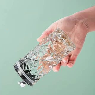 ปลีก/ส่ง แก้วน้ำทรงเพชร หรูหรา กระบอกน้ำมีฝาปิดพร้อมหลอด เลือกสีได้ 330ML