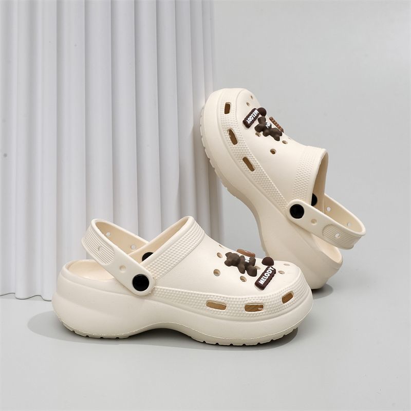 VVEE รองเท้าแตะ crocs Cartoon รองเท้าแตะแบบสวม Sandals EVA ส้นหนา 5 ซม กันลื่นและทนทาน นุ่มสบาย