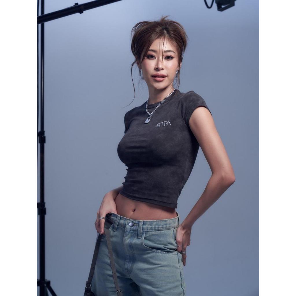 Atipashop - BURY TOP เสื้อยืด แขนกุด มัดย้อม ฟอก ผ้าใส่สบาย