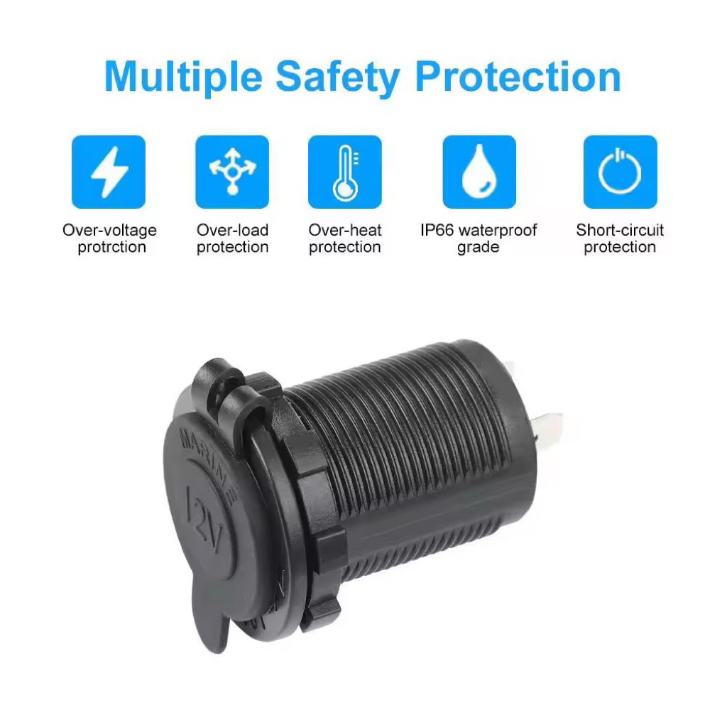 เบ้าเกลียวจุดบุหรี่ / ช่องชาร์จโทรศัพท์ / เบ้าบุหรี่ตัวเมียกันน้ำพร้อมสายต่อแบตเตอร์รี่/ เบ้าบุหรี่ 12-24 Volt - รูปที่ 3