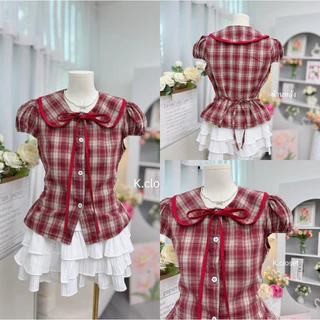 (มีถึงอก40 กด Size2 )เสื้อคอบัวลายจุด เสื้อคอบัว Polka Dot เสื้อคอบัวลายสก็อต💗เสื้อคอบัวสาวอวบ เสื้อผ้าผู้หญิง
