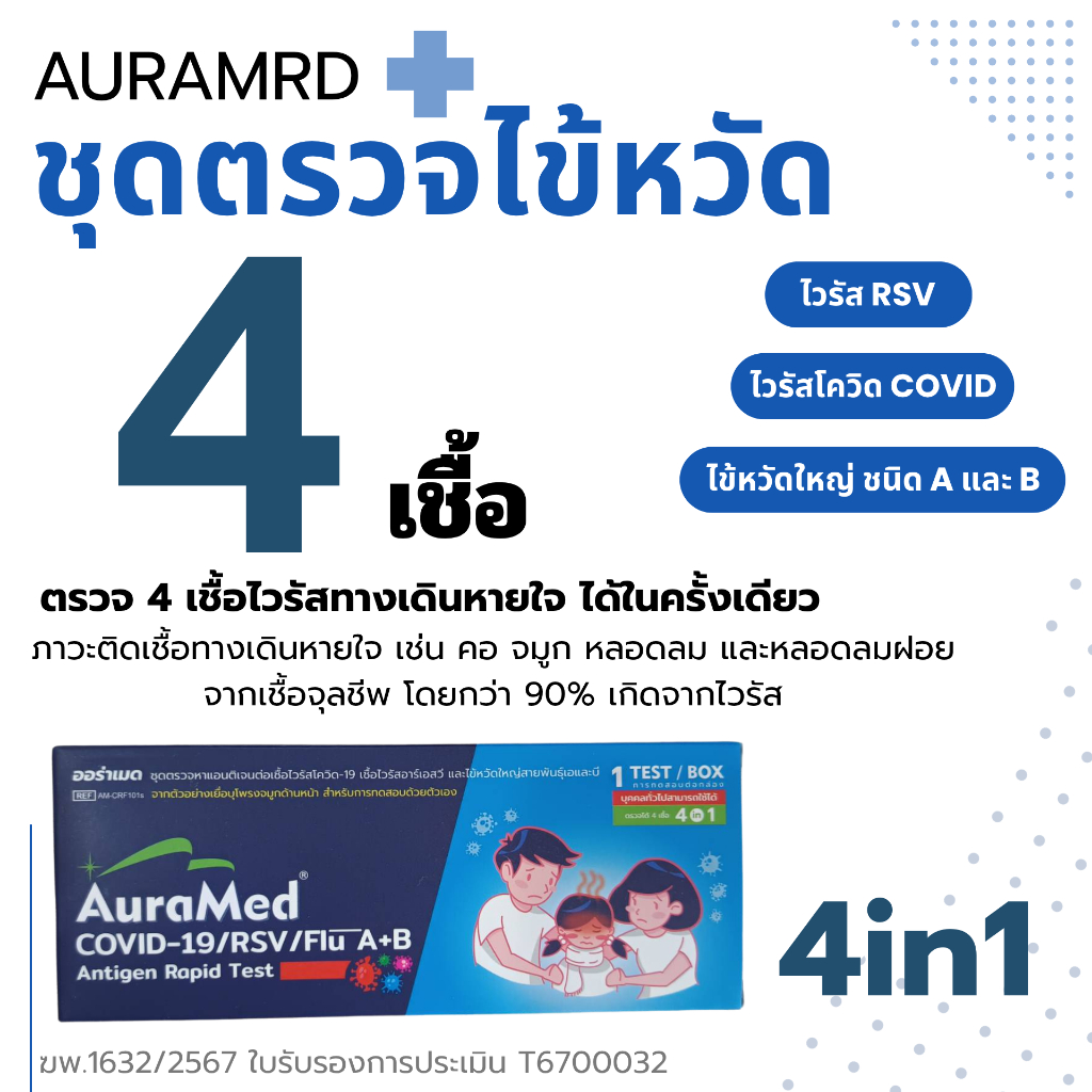 ชุดตรวจไข้หวัดใหญ่ Auramed 4 เชื้อ