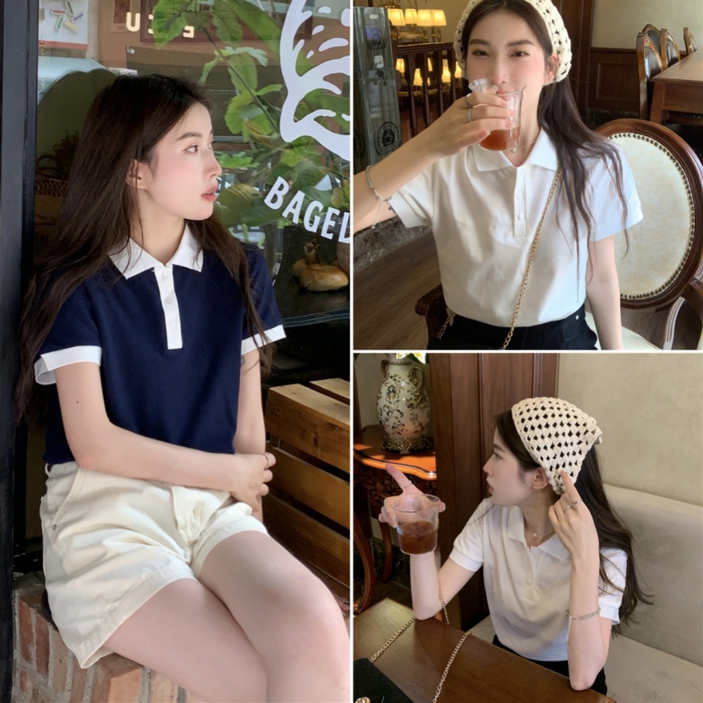 Beryl เสื้อโปโลผู้หญิง Polo shirt เสื้อยืดน่ารักๆ แขนสั้น เข้ารูป SlimFit ผ้าเนื้อนุ่ม สไตล์เกาหลีเรียบง่าย