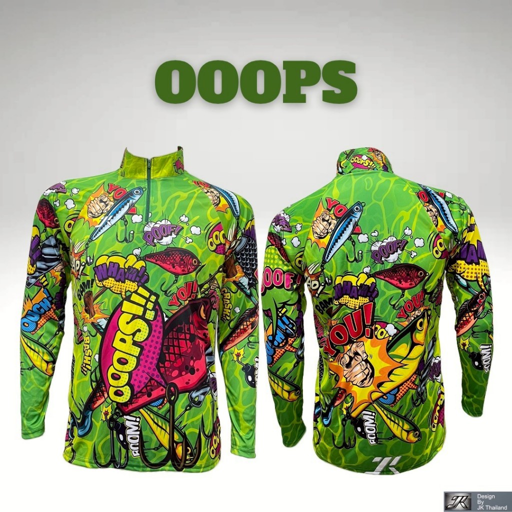 OOOPS เสื้อตกปลา JK Thailand  กันยูวี สำหรับกีฬากิจกรรมกลางแจ้ง ป้องกันรังสี UV 80% แห้งเร็ว