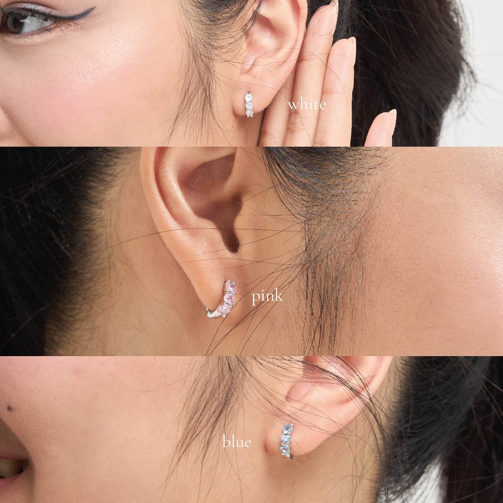 earika.earrings -  frostshine hoop ต่างหูห่วงคริสตัลสีสัน มี 3 สี ก้านเงินแท้ชุบทองคำขาว เหมาะสำหรับคนแพ้ง่าย - รูปที่ 5