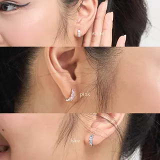 earika.earrings - frostshine hoop ต่างหูห่วงคริสตัลสีสัน มี 3 สี ก้านเงินแท้ชุบทองคำขาว เหมาะสำหรับคนแพ้ง่าย