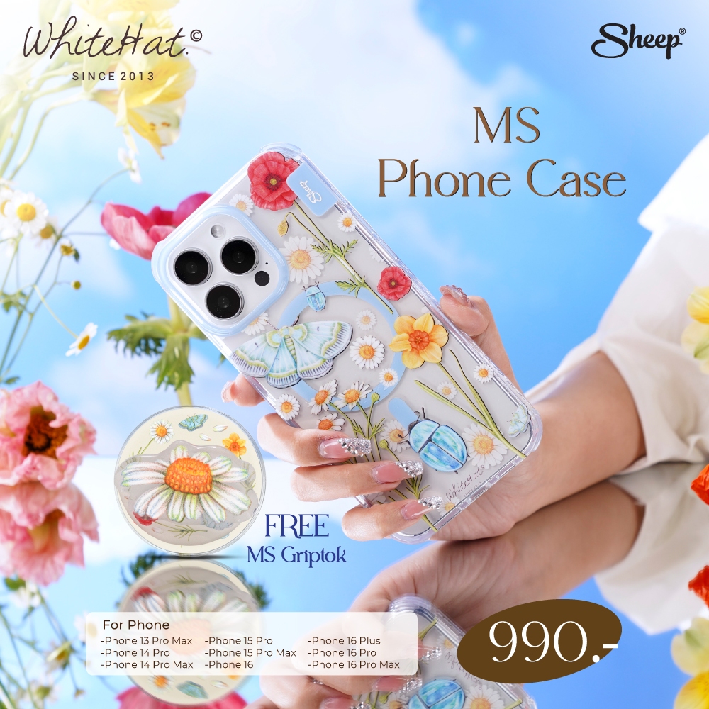 [For iPhone MS Whitehat] Sheep X Whitehat Limited Collection เคสสำหรับไอโฟนMS แม่เหล็ก เคสMagnet ฟรีGriptok เคสกันกระแทก