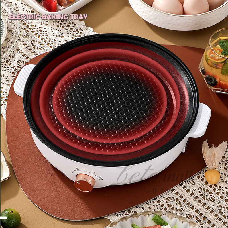 กระทะไฟฟ้ามินิ 26cm. หม้อไฟฟ้า กระทะบาร์บีคิว กระทะไฟฟ้าอเนกประสงค์ เคลือบเทปล่อน วัสดุสแตนเลสคงทน ใช้งานดี D0165