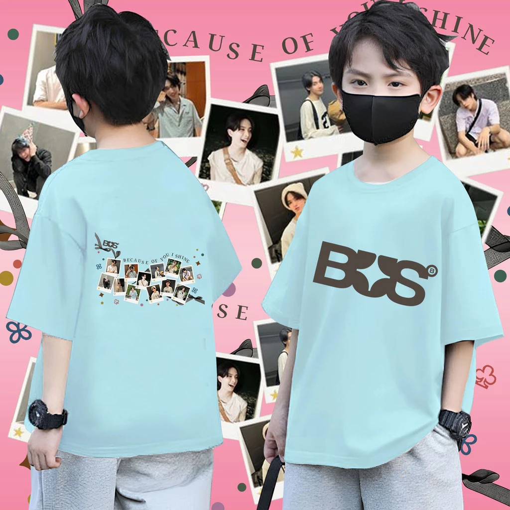 Yout-childre kids สื้อยืด 'BUS' cotton tshirt คอกลม แฟชั่น สไตล์เกาหลี ชุดเด็กหญิง เสื้อผ้าเด็ก 2025