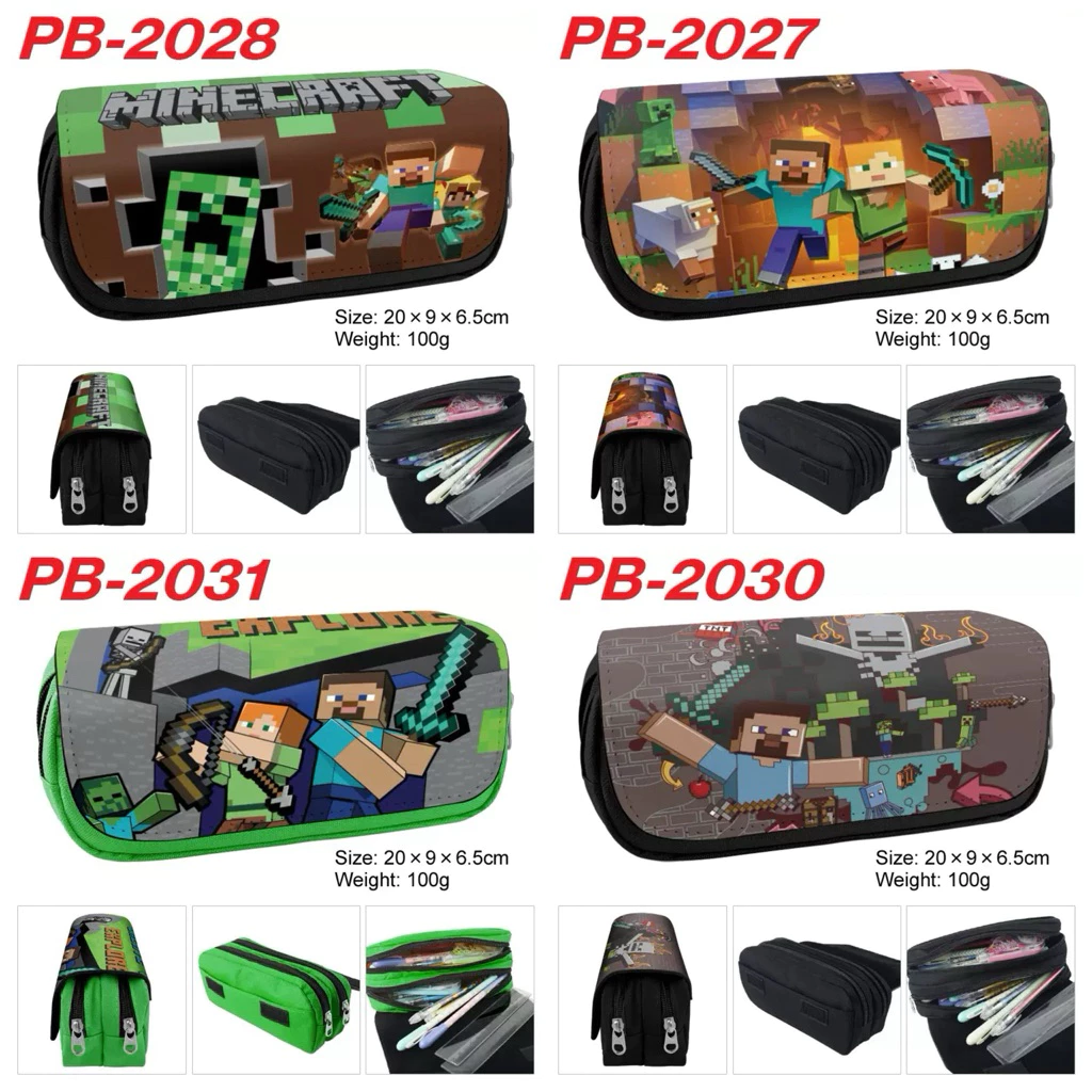 (พร้อมส่งด่วน🇹🇭) รุ่นใหม่ล่าสุด Minecraft Roblox กระเป๋าใส่ดินสอแบบซิป 2 ชั้น ผ้าแคนวาส สําหรับใส่ดินสอ