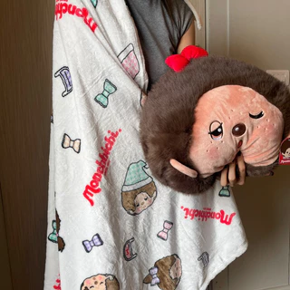 Monchhichi Pillow Blanket - หมอนผ้าห่มซุกมือมอนชิชิ และ หมอนอิง และ หมอนอิง ไม่มีผ้าห่ม face Cushions ของแท้ 100%