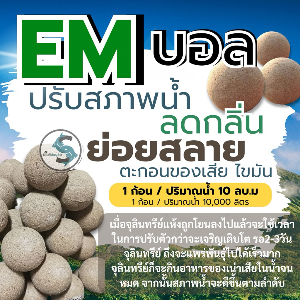 จุลินทรีย์บำบัดน้ำเสีย อีเอ็มบอล (em ball) 1 ก้อน