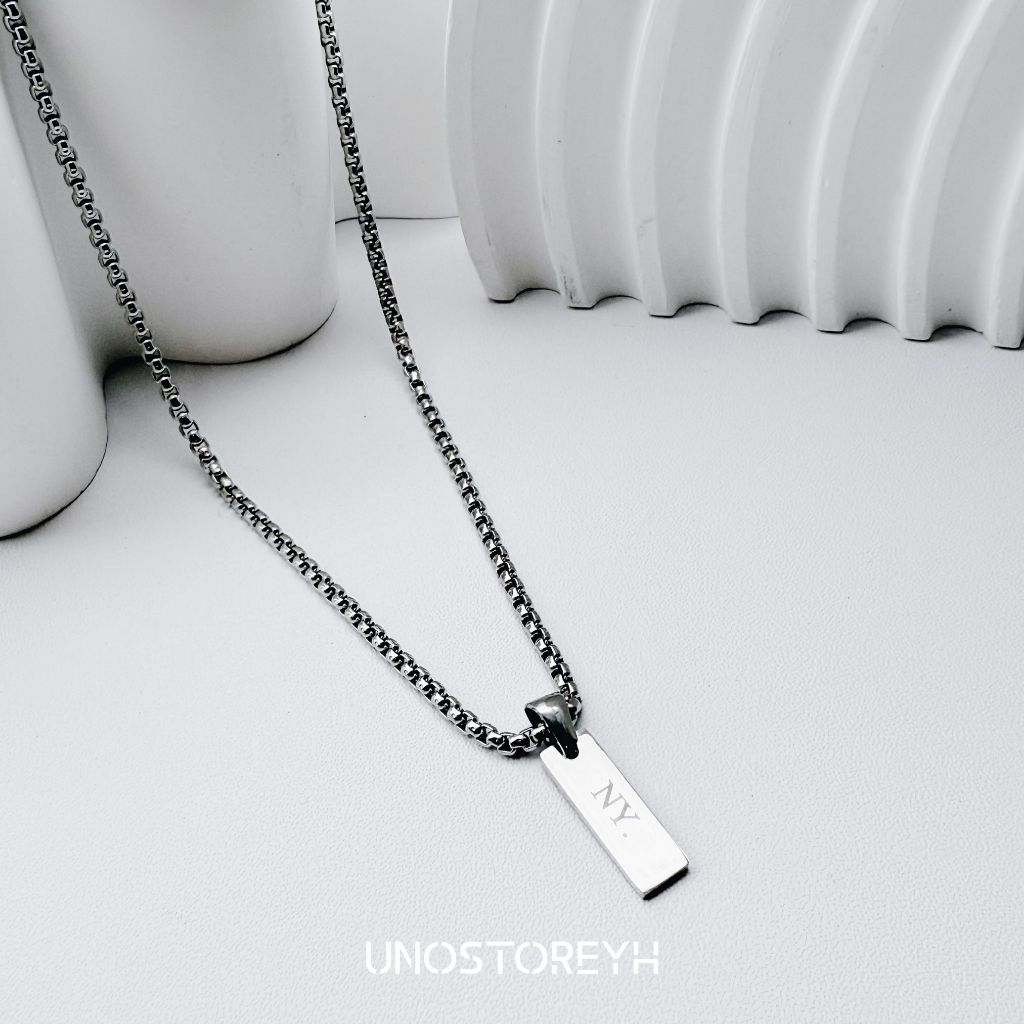UNO065  ⚠️อ่านวิธีการสั่งซื้อรูป2 ❗️ดูFontรูป3❗️”สร้อยคอChess Chain จี้รุ่น RECT03”(เฉพาะภาษาอังกฤษ) ราคา ถูกที่สุด ดีลบีเคเค แกลเลอรีภาพที่ 5