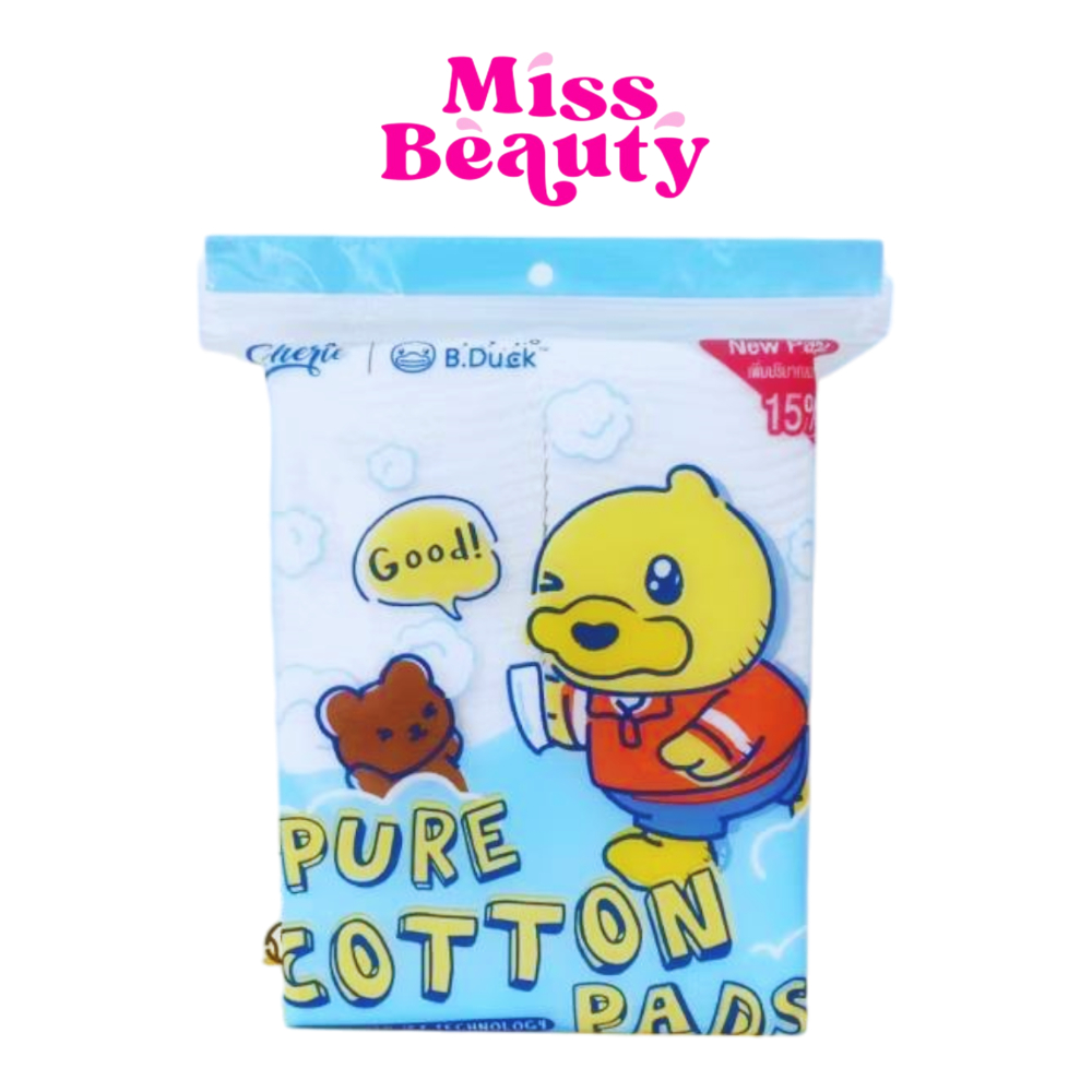 Cherie B.Duck Pure Cotton Pads เชอร์รี่ บีดัก สำลีแผ่นเช็ดหน้า ทำจากฝ้ายบริสุทธิ์แท้ 100% 35 กรัม 1 ห่อ