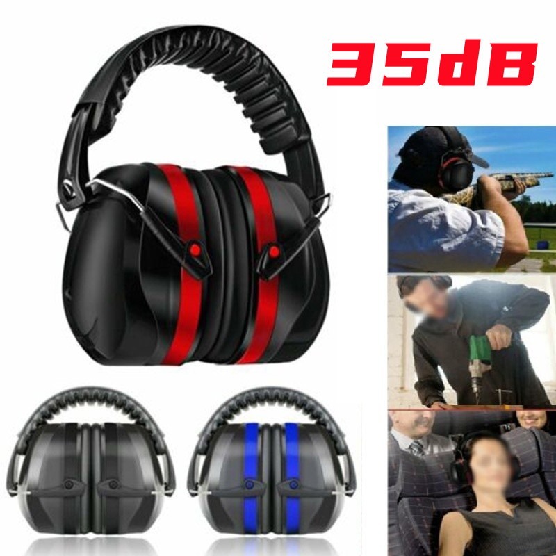 ที่ครอบหูลดเสียงแบบคาดศรีษะ สีแดงดำ รุ่น EM-5002B ปรับระดับได้