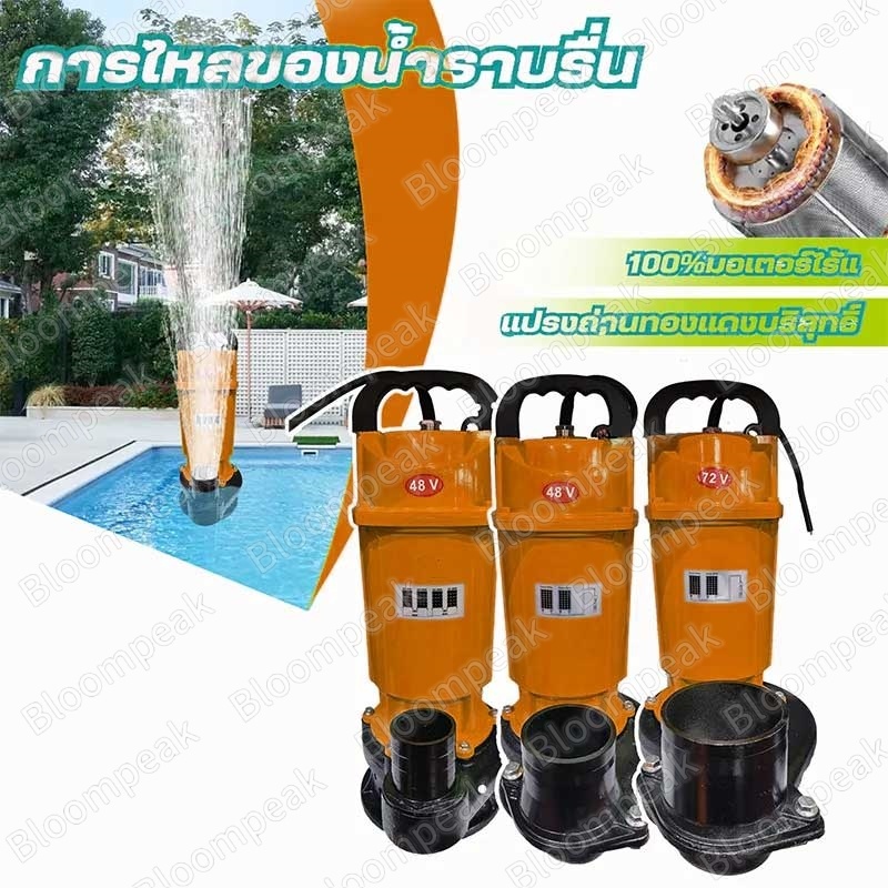 ปั๊มจุ่ม, ปั๊มน้ำ, ปั๊มน้ำ DC 2 นิ้ว 48V, ปั๊มจุ่มพลังงานแสงอาทิตย์, มอเตอร์ทองแดงบริสุทธิ์, แรงดูดที่แข็งแกร่ง