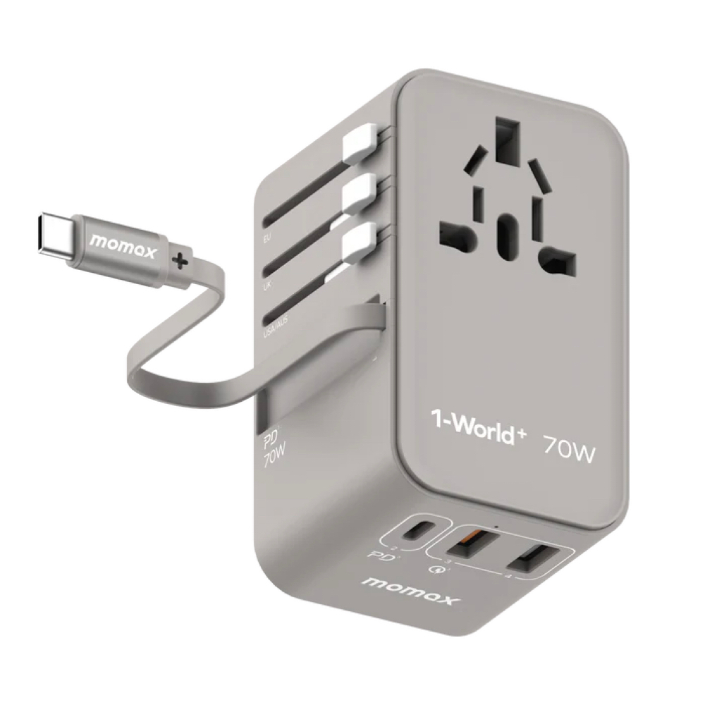 MOMAX หัวชาร์จและหัวแปลงปลั๊กไฟ 1-World+ 70W GaN 3-Port พร้อมสาย USB-C ในตัว + AC Travel Adaptor รองรับการชาร์จสูงสุด 70 ราคา ถูกที่สุด ดีลบีเคเค แกลเลอรีภาพที่ 7