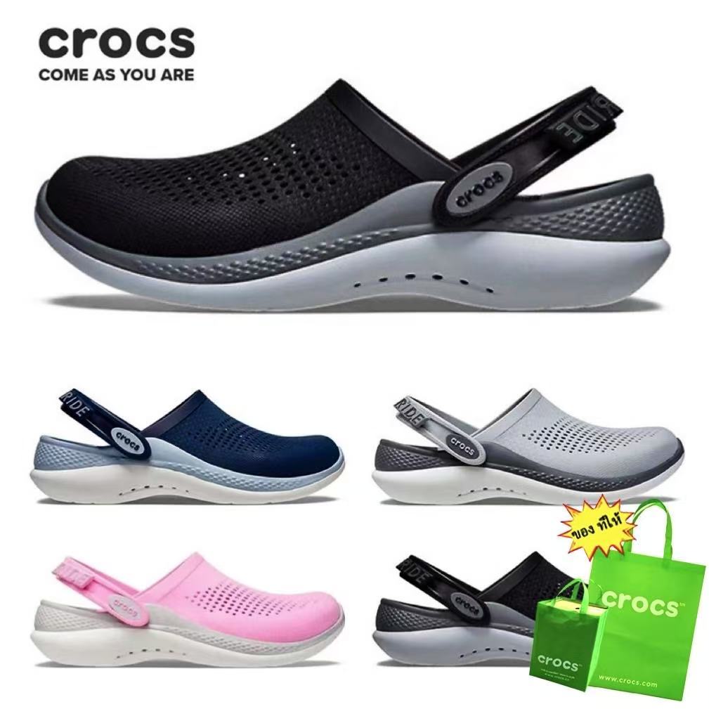 Crocs LiteRide 360 Clog แห้งเร็วระบายอากาศรองเท้าแตะชายหาดและรองเท้าแตะสําหรับบุรุษและสตรี