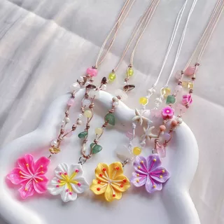 RibbonIsland🌺สร้อยคอโซ่ สร้อยคอพร้อมจี้ จี้ดอกไม้ วินเทจ สไตล์เกาหลี สไตล์โบฮีเมียน หลากสี ลูกปัด สีสันสดใส ใส่ไปทะเล