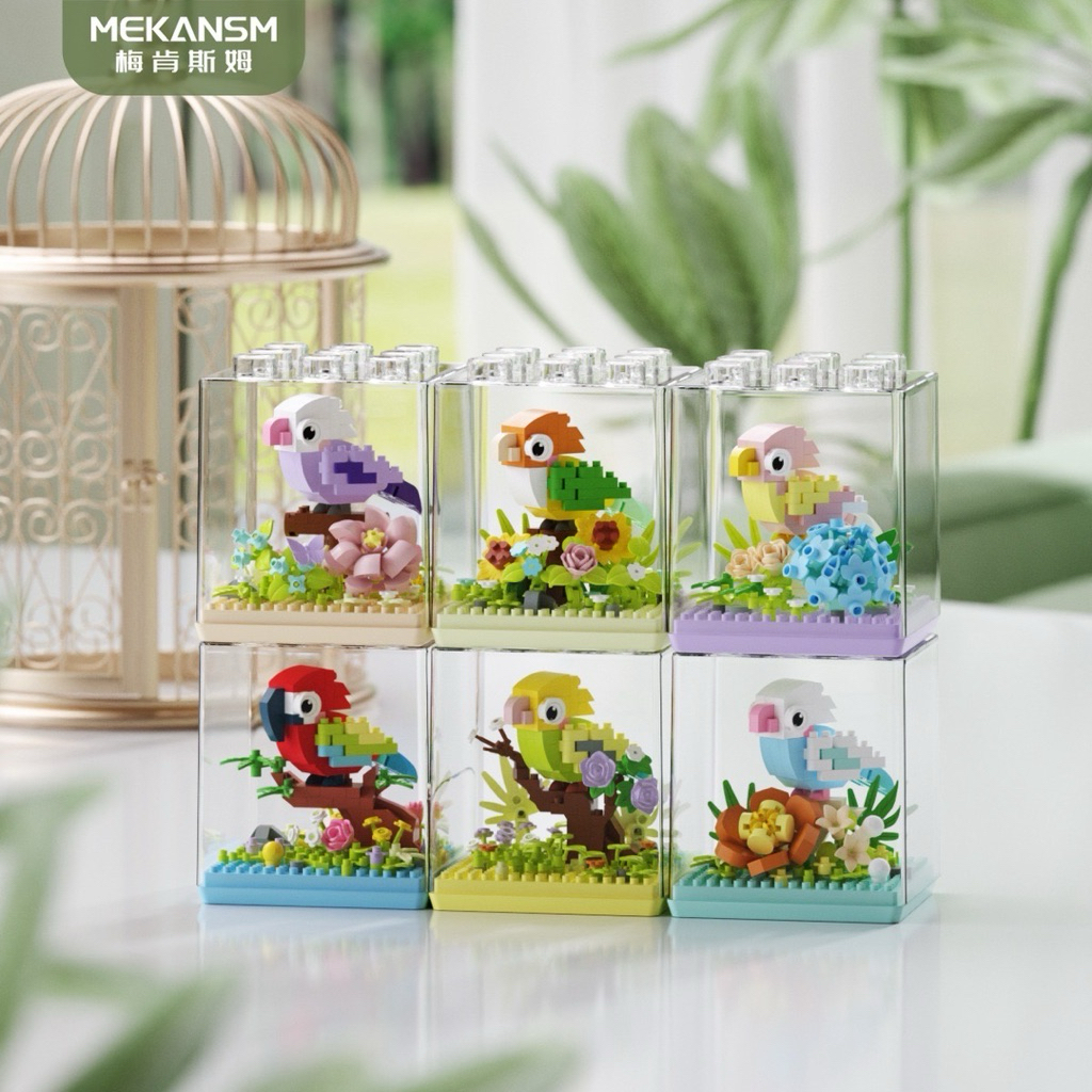 มีของพร้อมส่งในไทย🚛 ตัวต่อนาโน นกแก้ว 6 สี Size L - Macaw parrot Building Blocks