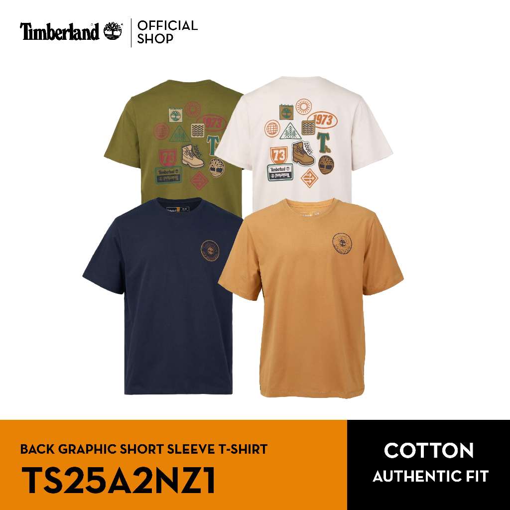 Timberland Men's Back Graphic Short Sleeve T-Shirt เสื้อยืด (TS25A2NZ1)