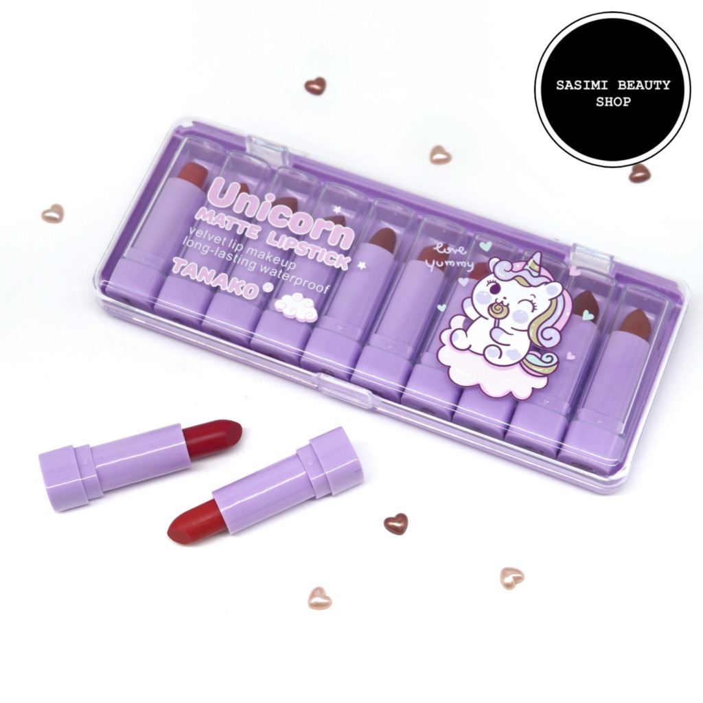 {เซต} TANAKO Unicorn Matte Mini Lipstick Set เซตลิปยูนิคอร์น เนื้อเวลเวท ให้ริมฝีปากสดใส no.HT079