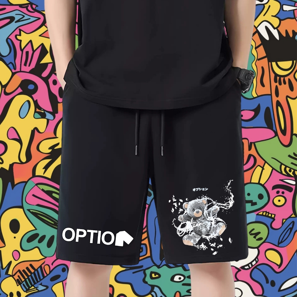 Optionกางเกงขาสั้นสไตล์ใหม่ชนิดกีฬายืดสบายไม่ร้อนไม่ย้อมด้วยกระเป๋า #3 M-XL