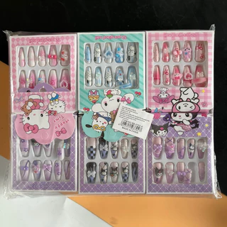 (ยกโหล 12 ชิ้น)No.1251 เล็บปลอม หนึ่งกล่องมี 12 เล็บ ลายการ์ตูนน่ารักคละลาย คละสี