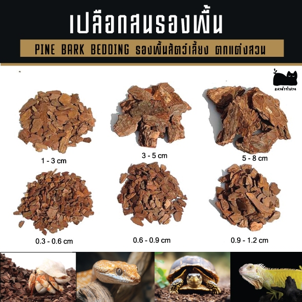 เปลือกสนรองพื้น Pine Bark Bedding 1 กิโลกรัม  500กรัม ปูรองพื้นสัตว์ ตกแต่งสวน ดูดกลิ่น ดูดความชื้น