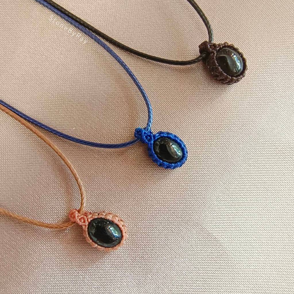 สร้อยคอเชือกจี้หินสะเก็ดดาว Tektite