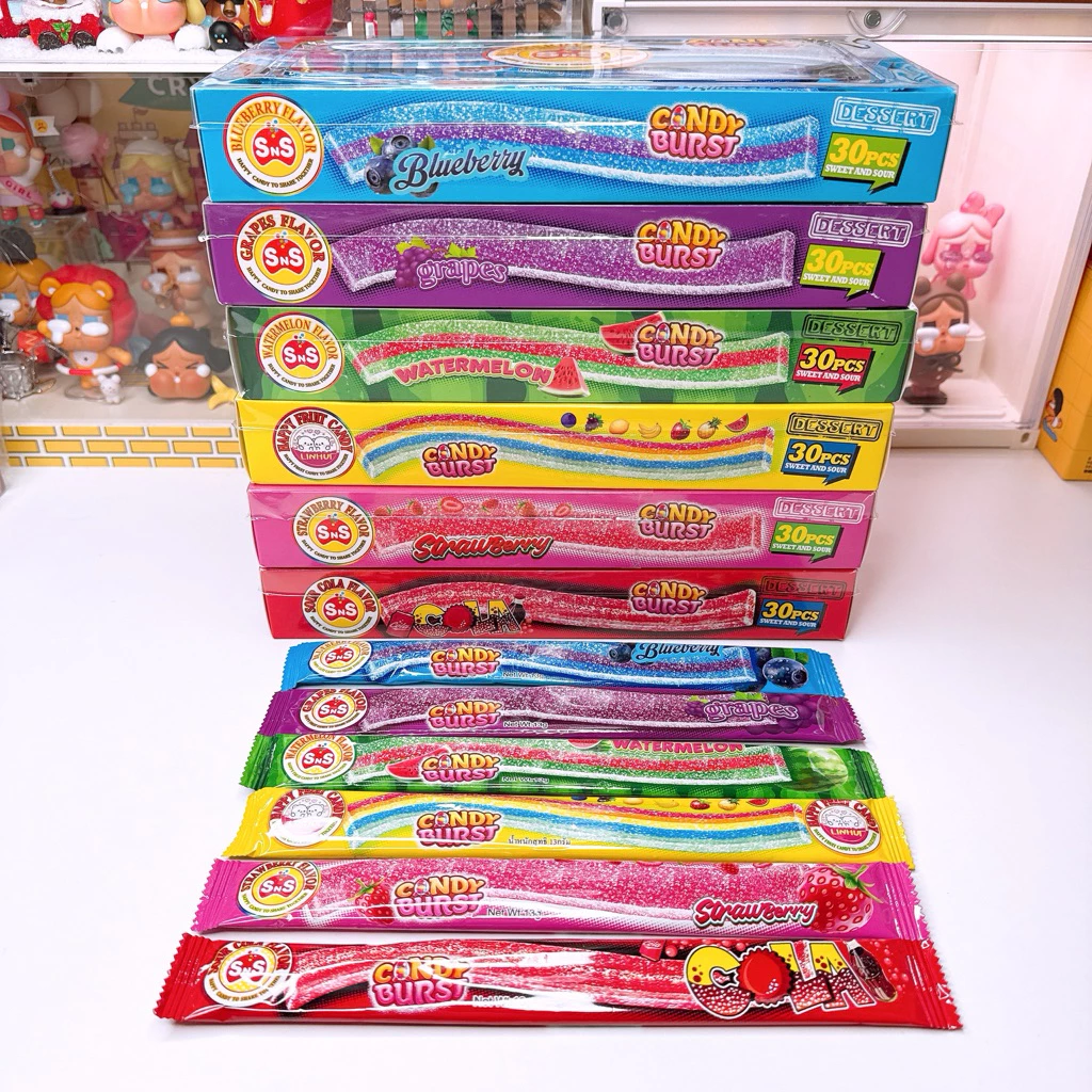เยลลี่สายรุ้ง เปรี้ยวจี๊ดจ๊าด 1 กล่อง 30 ชิ้น มีอย.ไทย เเละ ฮาลาล