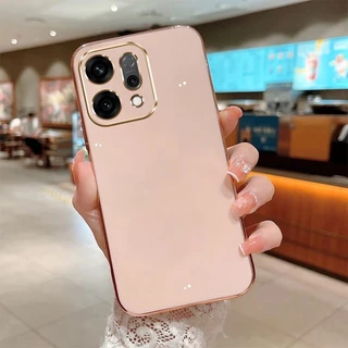 เคส ขอบทอง สำหรับ OPPO Reno16 16F 16Pro 15 15F 15Pro 14 14F 13 13F 12F 12 12Pro 11 11Pro 11F 10 10Pro+ 8T สีสวย เรียบหรู