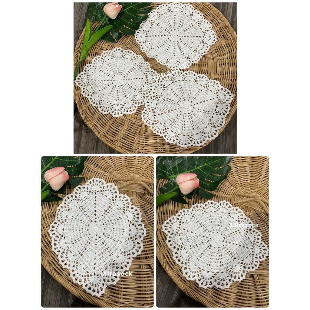121(พร้อมส่ง)ผ้าถักรองแก้ว/ผ้าถักรองต้นไม้/ดอยลี่/มินิมอล/ผ้าถักโคเชต์/คาเฟ่/แต่งบ้าน/งานถักมือ/งานคนไทย/ultrasock