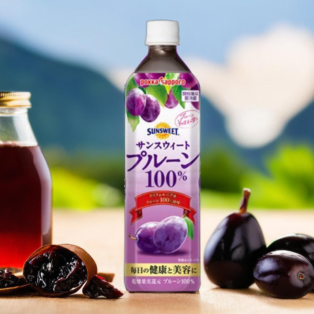 Pokka Sapporo Sunsweet น้ำพรุน 100% เข้มข้น ไม่มีน้ำตาล ไม่ใส่สารกันบูด ขนาด 900ml. (รวม 37 ลูกพรุน)