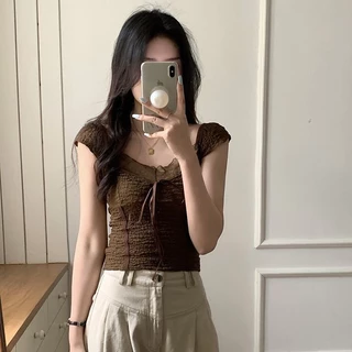 เสื้อยืดเซ็กซี่ แขนสั้น คอวีผ้าลูกไม้น่ารักผ้านิ่มใส่สบาย สวยเกร๋#A58