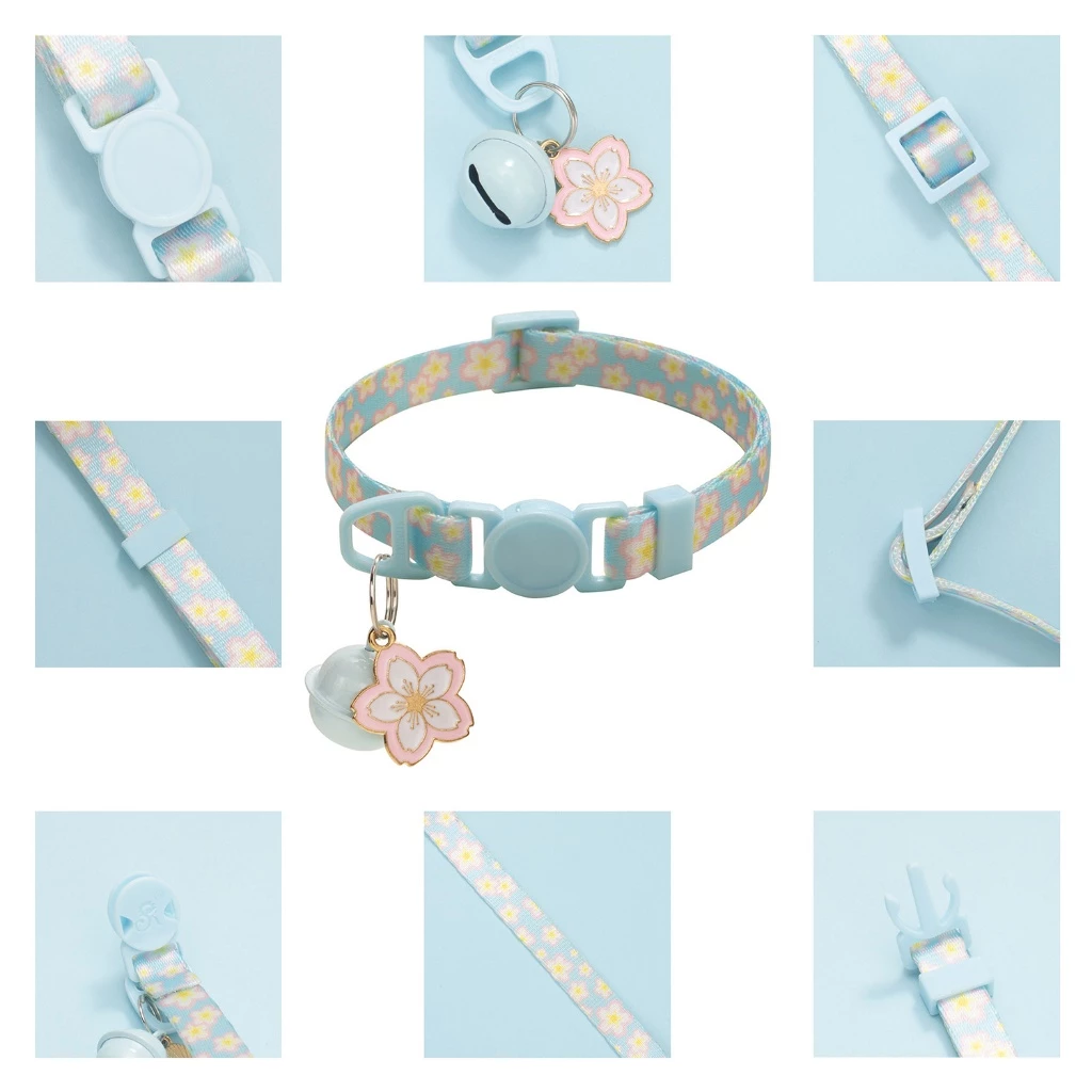 yoyopet ปลอกคอแมว ลายซากุระ สีพาสเทล นิรภัย thumbnail 6