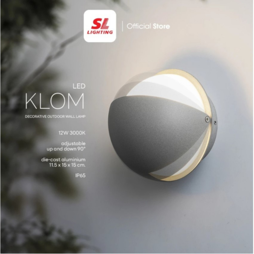 SL LIGHTING โคมไฟผนัง ภายนอก LED 12W 3000K (แสงวอร์ม) IP65 รุ่น KLOM-15-12W30K-SG ปรับได้