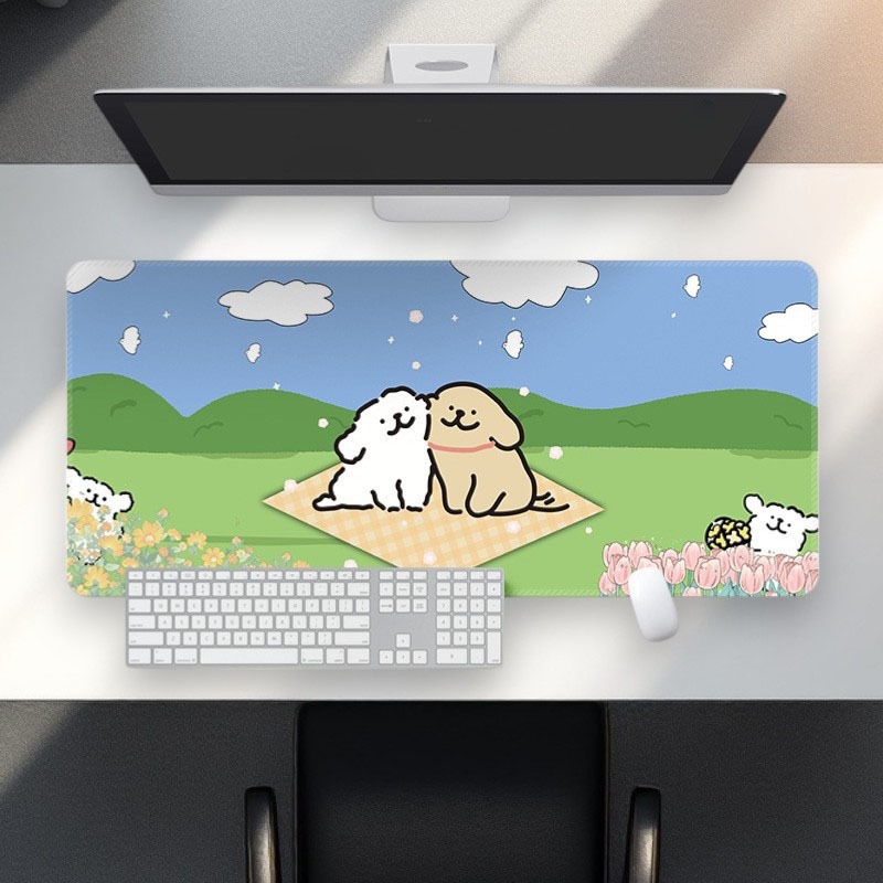 [พร้อมส่ง] แผ่นรองเมาส์ ลายการ์ตูนน่ารัก งานเย็บขอบ ขนาดใหญ่ 80x30x0.2 ซม. (หนา 2 มม.) Biangels