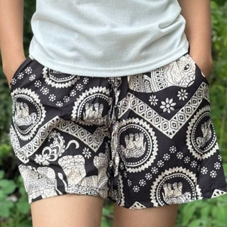 กางเกงขาสั้นลายช้าง ผ้านิ่ม ใส่สบาย แมทช์ง่าย รหัส 217