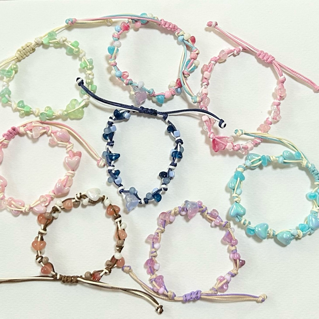 กำไลเชือกถักผ้าฝ้าย สร้อยข้อมือเชือกถักผ้าฝ้าย กำไลข้อมือ สร้อยข้อมือ สไตล์เกาหลี น่ารักๆ 💞 💐