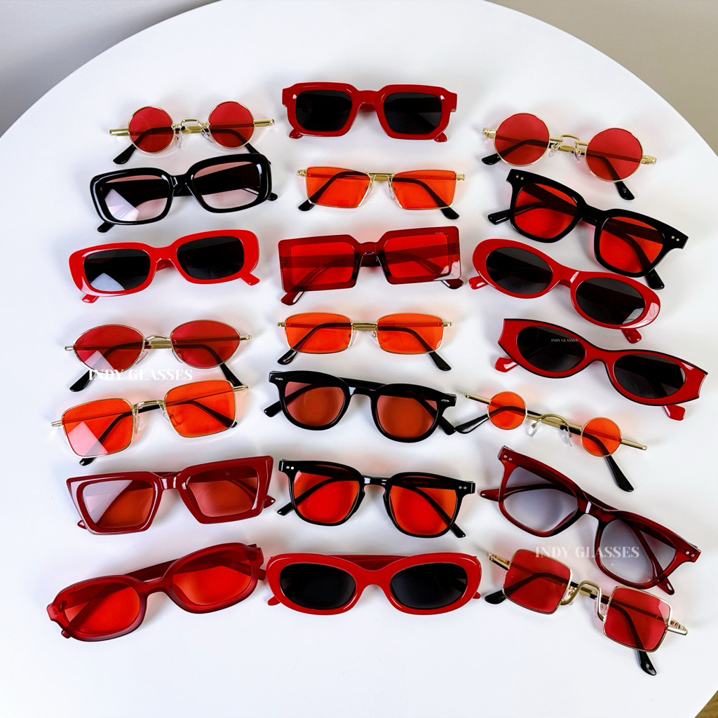 มีส่งด่วน 🇹🇭 แว่นแฟชั่น แว่นตากันแดด ❤️สีแดง❤️ ทรงสุดปัง