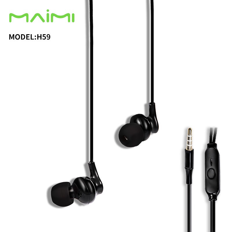 Maimi หูฟัง รุ่น H59 Earphone  3.5mm กดรับสายได้ เสียงดี ทั้งฟังเพลงและสนทนา ใช้งานได้ยาวนาน