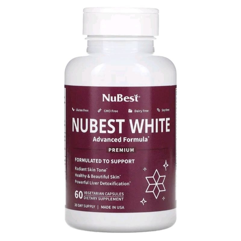 [วิตามินกันแดด]☀️Nubest, Nubest White, 60 Vegetarian Capsules