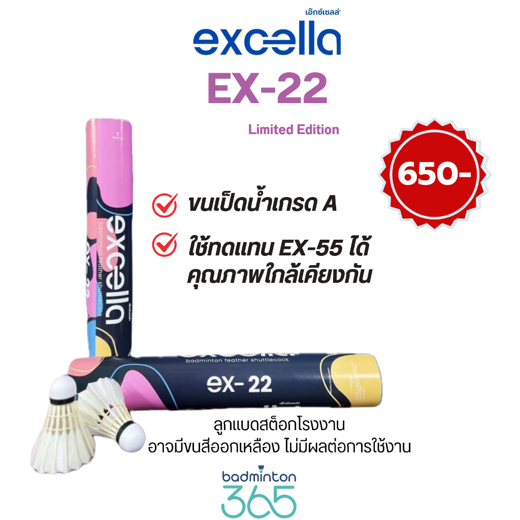 ลูกแบดมินตัน EXCELLA  EX-22 ลูกแบดขนเป็ดน้ำ เกรด A