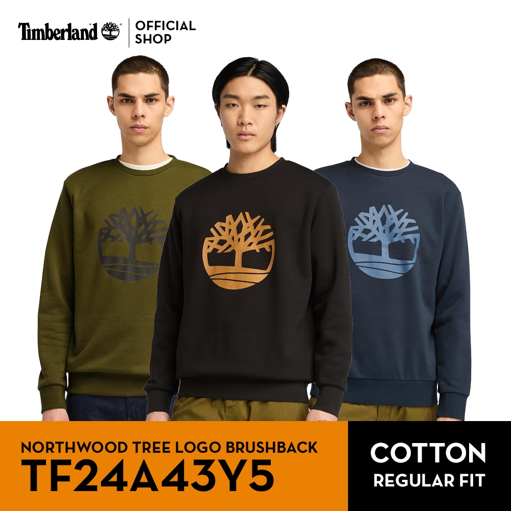 Timberland Men’s Northwood Tree Logo Brushback Crew Neck T-Shirt เสื้อยืด (TF24A43Y5)