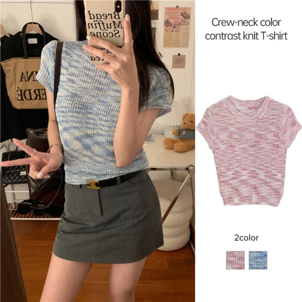 พร้อมส่ง เสื้อยืดไหมพรมทอเล่นสี LIVE