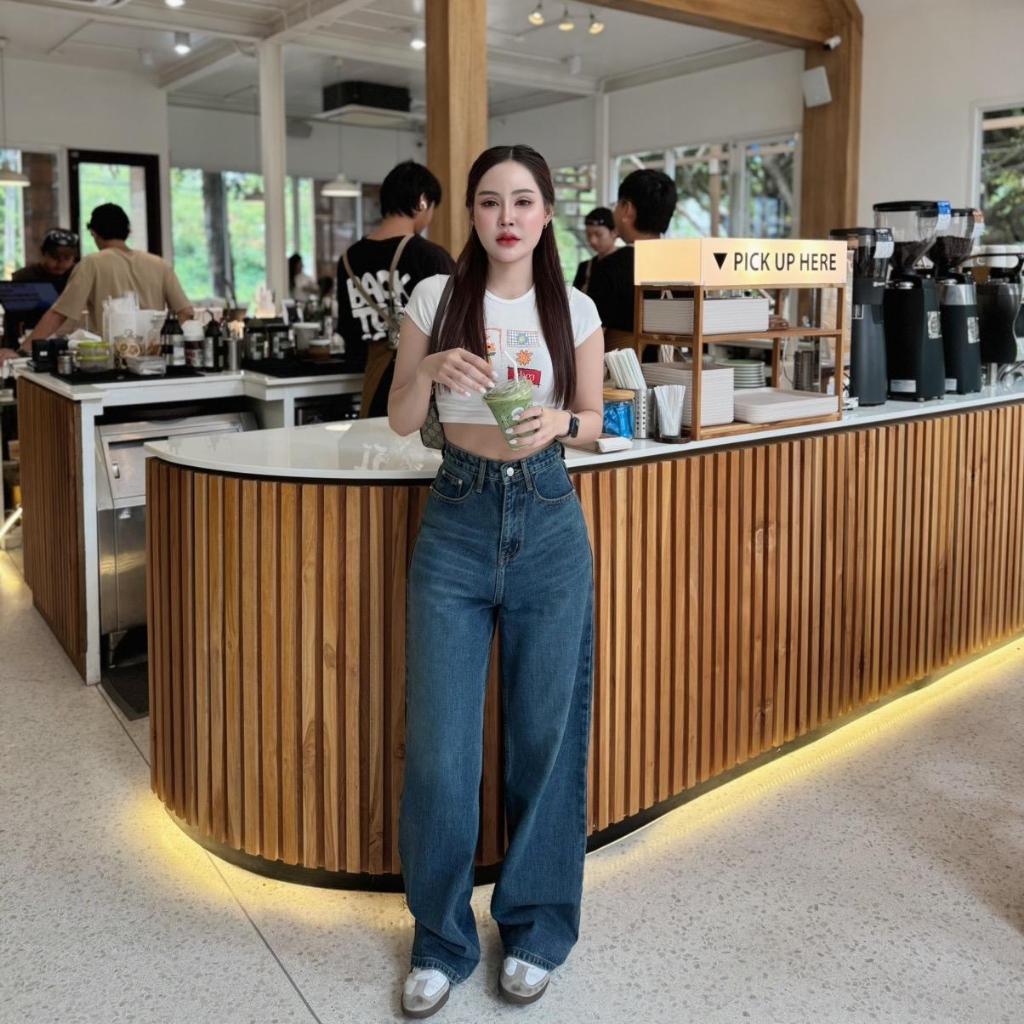 กางเกงยีนส์ขากระบอกใหญ่ ทรงเบสิก ผ้ายีนส์แท้ไม่ยืด (ป้ายคอนเนอร์) Jeans