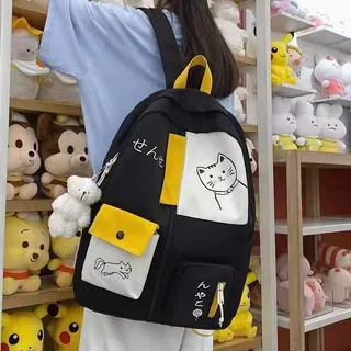กระเป๋าเป้สะพายหลังสําหรับนักเรียนฮาราจูกุกระเป๋าเป้สะพายหลังนักเรียนมัธยมต้นตุ๊กตาเดินทางกระเป๋าเป้สะพายหลัง (NL-17)