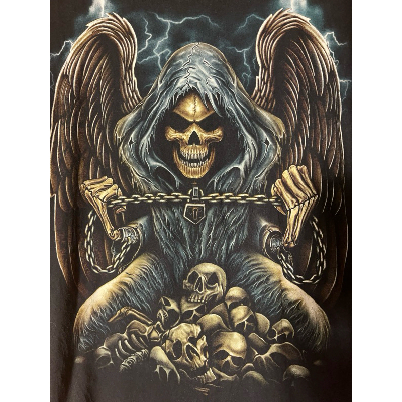 เสื้อยืดมือสอง USA ลายหัวกระโหลก Ovp หน้าหลังสวยมาก Size 48/30