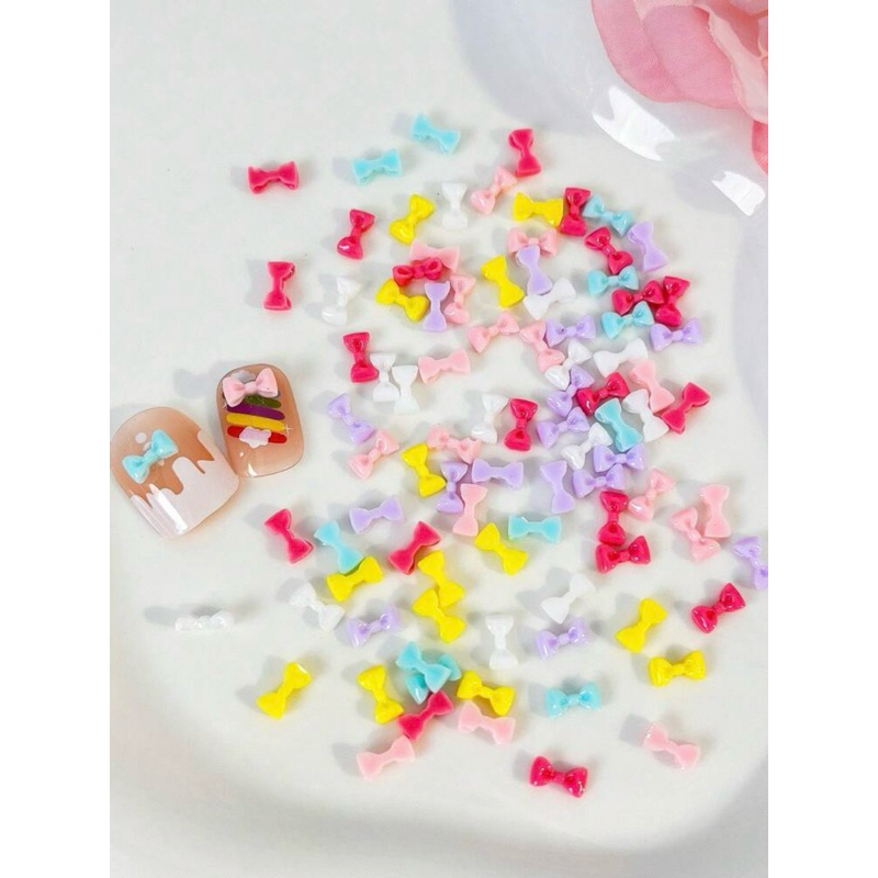 AC.867 ร้านไทย แพ็ค 10 ชิ้น พร้อมส่ง เรซินแต่งเล็บรูปโบว์สีสันสดใส